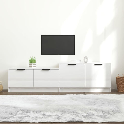 Comodă TV, alb extralucios, 158,5x36x45 cm lemn prelucrat Lando