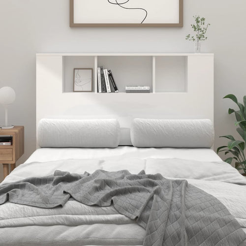 Tăblie de pat cu dulap, alb extralucios, 120x18,5x102,5 cm