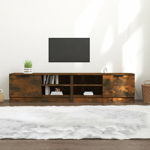 Comodă TV, 2 buc.,stejar fumuriu, 80x35x36,5 cm, lemn prelucrat Lando