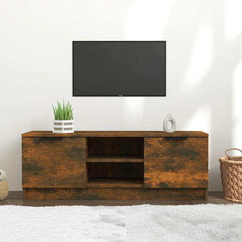 Comodă TV, stejar fumuriu, 102x35x36,5 cm, lemn prelucrat Lando