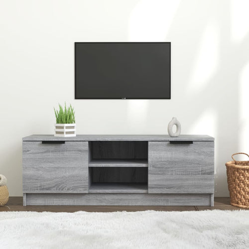 Comodă TV, gri sonoma, 102x35x36,5 cm, lemn prelucrat Lando
