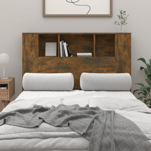 Tăblie de pat cu dulap, stejar fumuriu, 120x18,5x102,5 cm