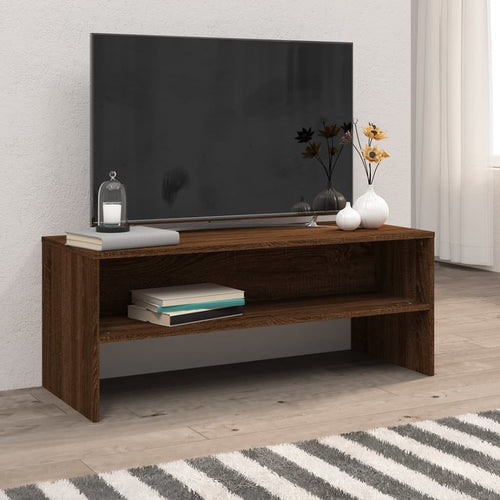 Comodă TV, stejar maro, 100x40x40 cm, lemn compozit Lando