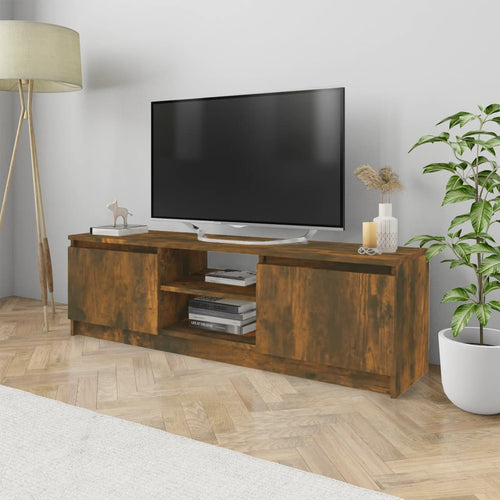 Comodă TV, stejar fumuriu, 120x30x35,5 cm, lemn prelucrat Lando