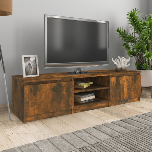 Comodă TV, stejar fumuriu, 140x40x35,5 cm, lemn prelucrat Lando