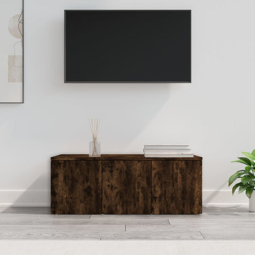 Comodă TV, stejar fumuriu, 80x34x30 cm, lemn prelucrat Lando
