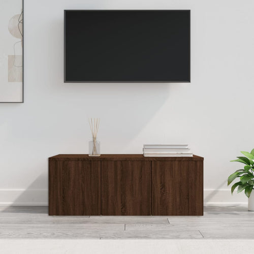 Comodă TV, stejar maro, 80x34x30 cm, lemn prelucrat Lando