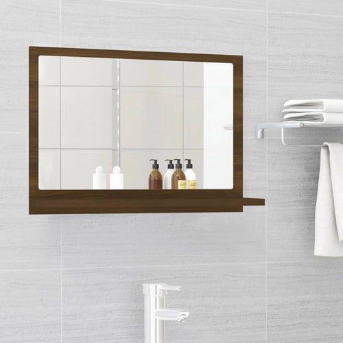 Oglindă de baie, stejar maro, 60x10,5x37 cm, lemn compozit Lando