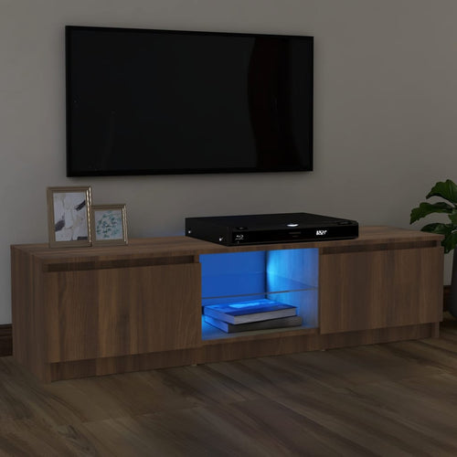 Comodă TV cu lumini LED, stejar maro, 120x30x35,5 cm Lando