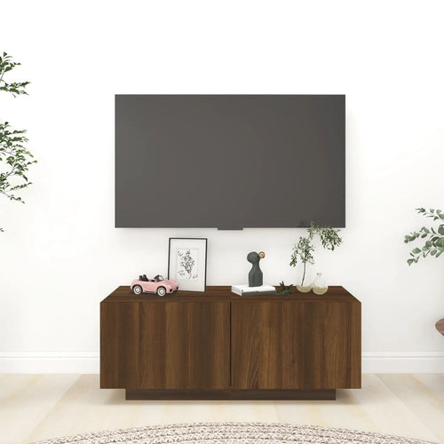 Comodă TV, stejar maro, 100x35x40 cm, lemn prelucrat Lando