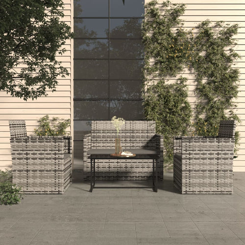 Set mobilier de exterior cu perne, 4 piese, gri, poliratan Lando