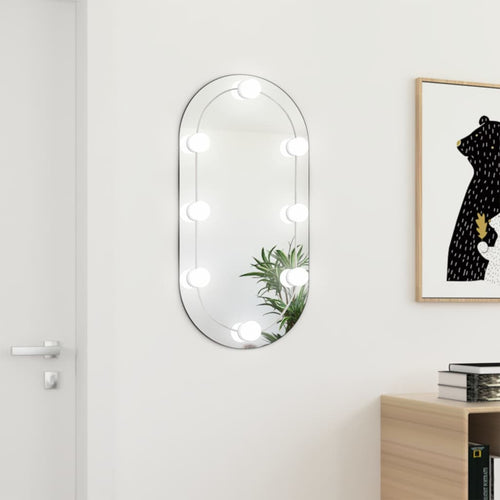 Oglindă ovală cu lumini LED, 80x40, cm sticlă Lando