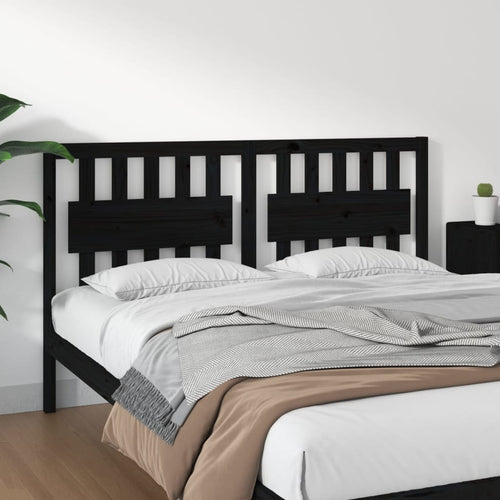 Tăblie de pat, negru, 165,5x4x100 cm, lemn masiv de pin