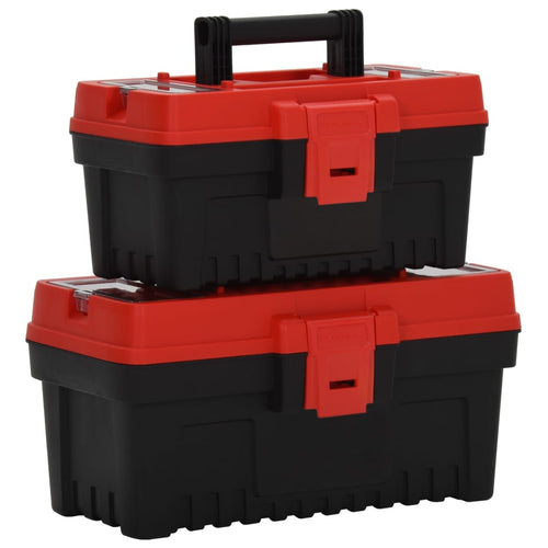 Set de cutii de scule, 2 piese, negru și roșu, polipropilenă Lando