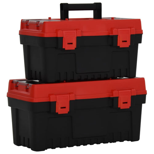 Set de cutii de scule, 2 piese, negru și roșu, polipropilenă Lando