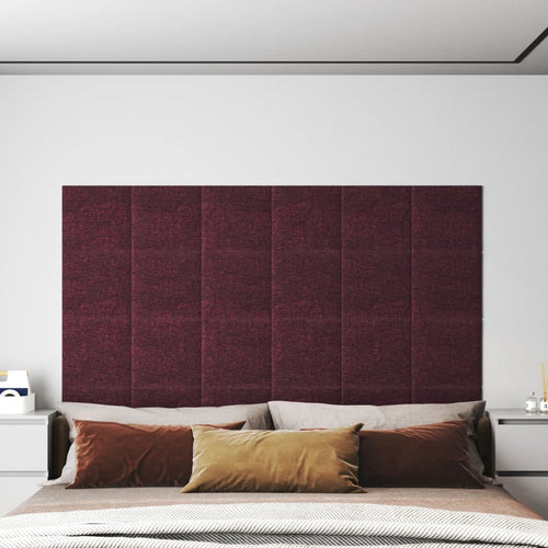 Panouri de perete, 12 buc., violet, 30x30 cm, țesătură, 1,08 m²