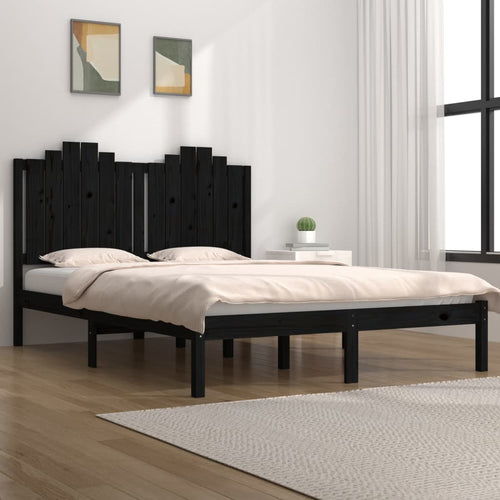 Cadru de pat King Size, negru, 150x200 cm, lemn masiv de pin