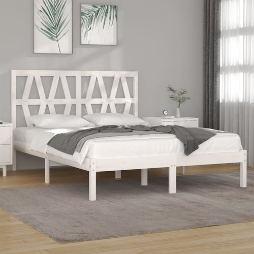 Cadru de pat, alb, 160x200 cm, lemn masiv de pin Lando