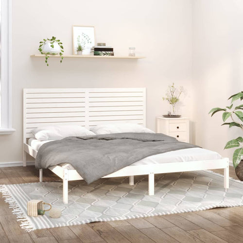 Cadru de pat, alb, 200x200 cm, lemn masiv