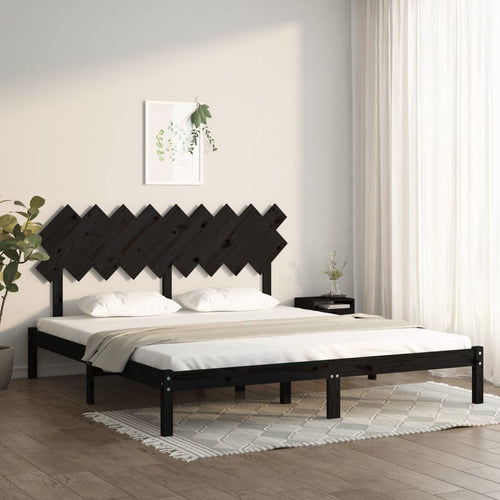 Cadru de pat Super King 6FT, negru, 180x200 cm, lemn masiv