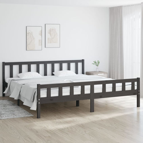 Cadru de pat, gri, 160x200 cm, lemn masiv