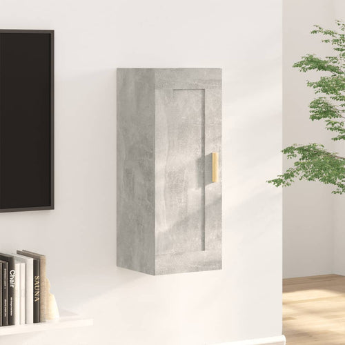 Dulap de perete, gri beton, 35x34x90 cm, lemn compozit Lando