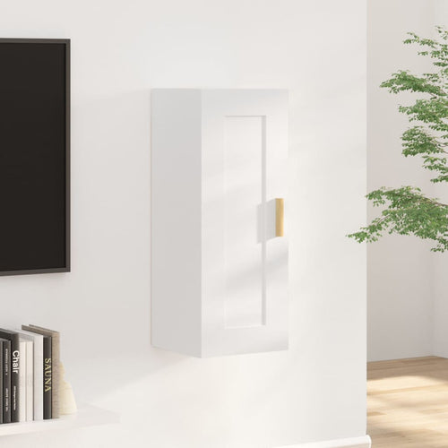 Dulap de perete, alb extralucios, 35x34x90 cm, lemn compozit Lando