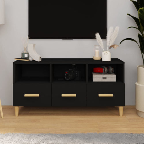 Comodă TV, negru, 102x36x50 cm, lemn compozit Lando