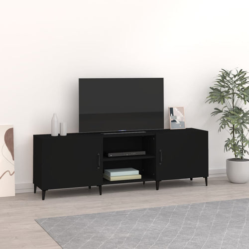 Comodă TV, negru, 150x30x50 cm, lemn compozit Lando