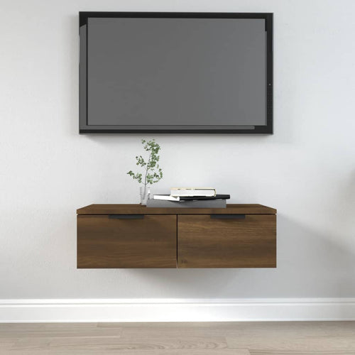 Comodă TV de perete, stejar maro, 68x30x20 cm, lemn prelucrat Lando