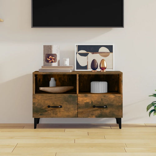 Comodă TV, stejar fumuriu, 80x36x50 cm, lemn prelucrat Lando