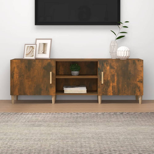 Comodă TV, stejar fumuriu, 150x30x50 cm, lemn prelucrat Lando