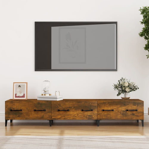 Comodă TV, stejar fumuriu, 150x34,5x30 cm, lemn prelucrat Lando