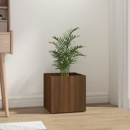 Jardinieră cutie, stejar maro, 40x40x40 cm, lemn compozit Lando