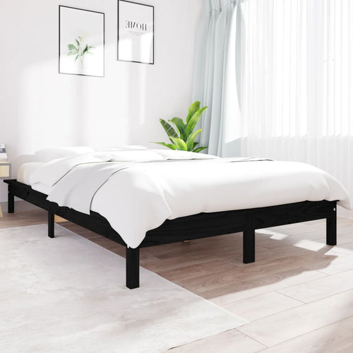 Cadru de pat Super King, negru, 180x200 cm, lemn masiv de pin