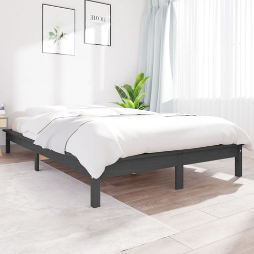 Cadru de pat, gri, 200x200 cm, lemn masiv de pin