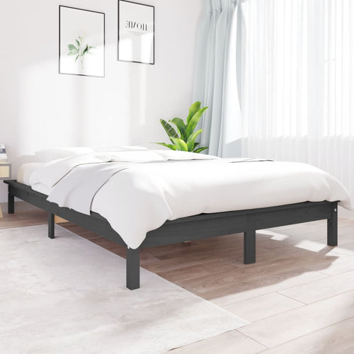 Cadru de pat Small Double 4FT, gri, 120x190 cm, lemn masiv pin