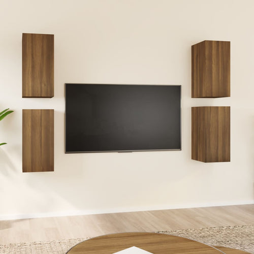 Dulapuri TV, 4 buc., stejar maro, 30,5x30x60 cm, lemn prelucrat Lando