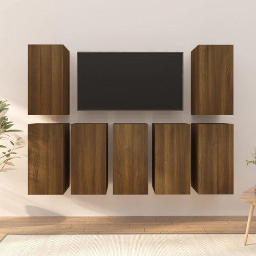 Dulapuri TV, 7 buc., stejar maro, 30,5x30x60 cm, lemn prelucrat Lando