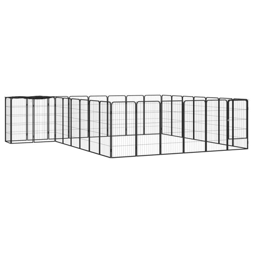 Țarc câini 30 panouri negru 50x100 cm oțel vopsit electrostatic