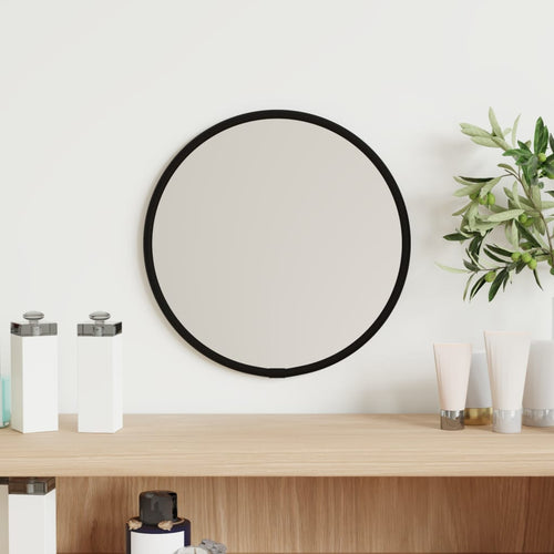 Oglindă de perete rotundă, negru, Ø 20 cm Lando