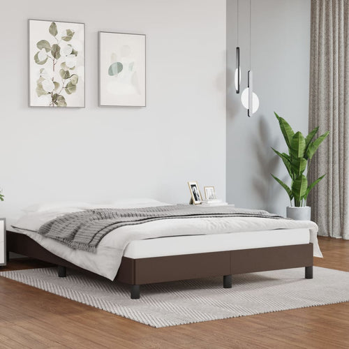 Cadru de pat, maro, 140x190 cm, piele ecologică