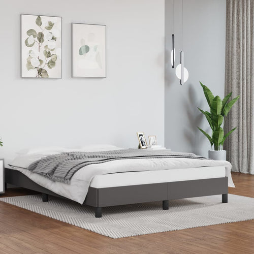 Cadru de pat, gri, 140x200 cm, piele ecologică