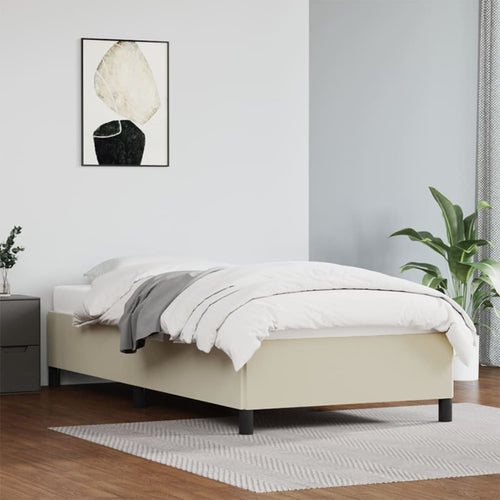 Cadru de pat, crem, 100x200 cm, piele ecologică