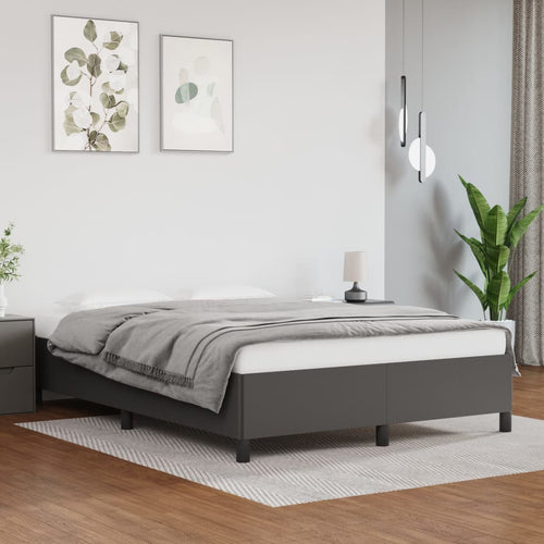 Cadru de pat, gri, 140x190 cm, piele ecologică