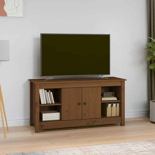 Comodă TV, maro miere, 103x36,5x52 cm, lemn masiv de pin Lando