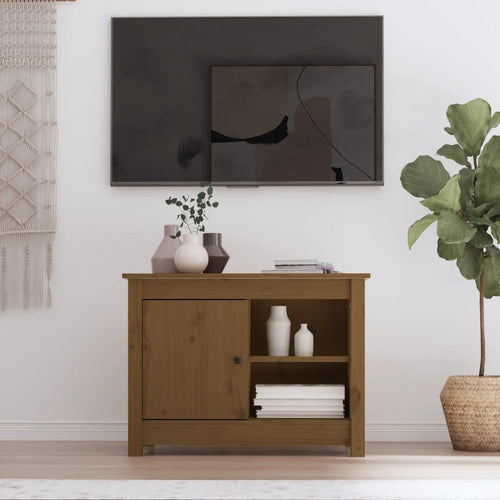 Comodă TV, maro miere, 70x36,5x52 cm, lemn masiv de pin Lando