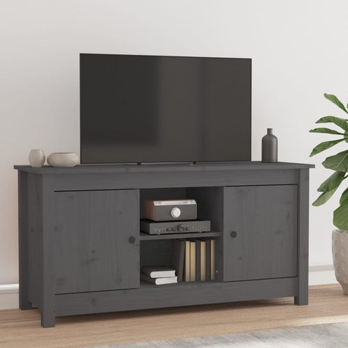 Comodă TV, gri, 103x36,5x52 cm, lemn masiv de pin Lando