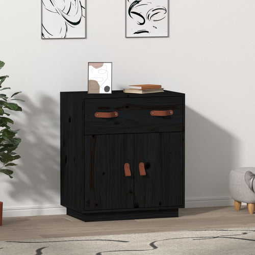 Servantă, negru, 65,5x40x75 cm, lemn masiv de pin Lando