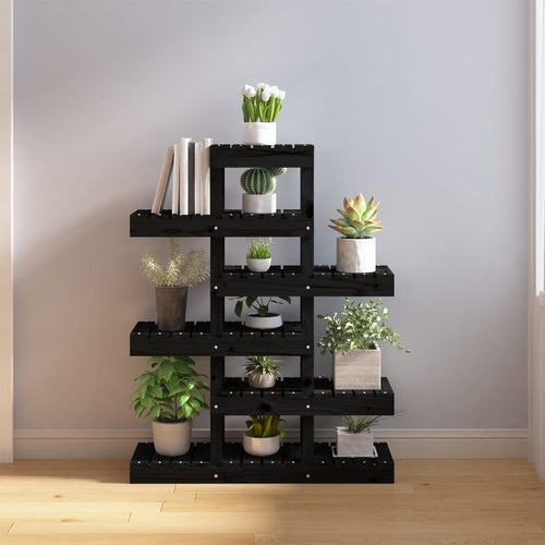 Suport pentru plante, negru, 85x25x109,5 cm, lemn masiv de pin Lando